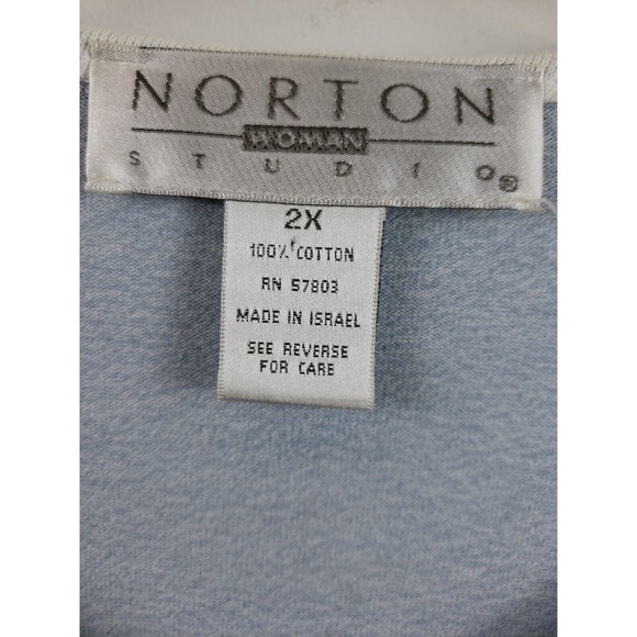 Womens NORTON STUDIO Blue White Striped Cardigan Top Size 2X Cotton - Picture 2 of 7